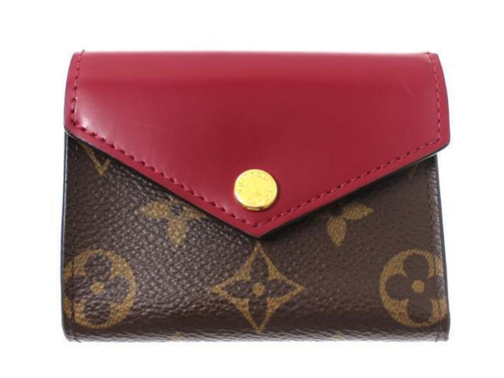 LOUIS VUITTON Wallet Portefeuille Zo Monogram Fuschia Pink Tri fold Canvas Brown